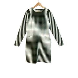 Boden Dark Green White Stripe Long Sleeve Midi Dress- Size 8 Medium, $199
